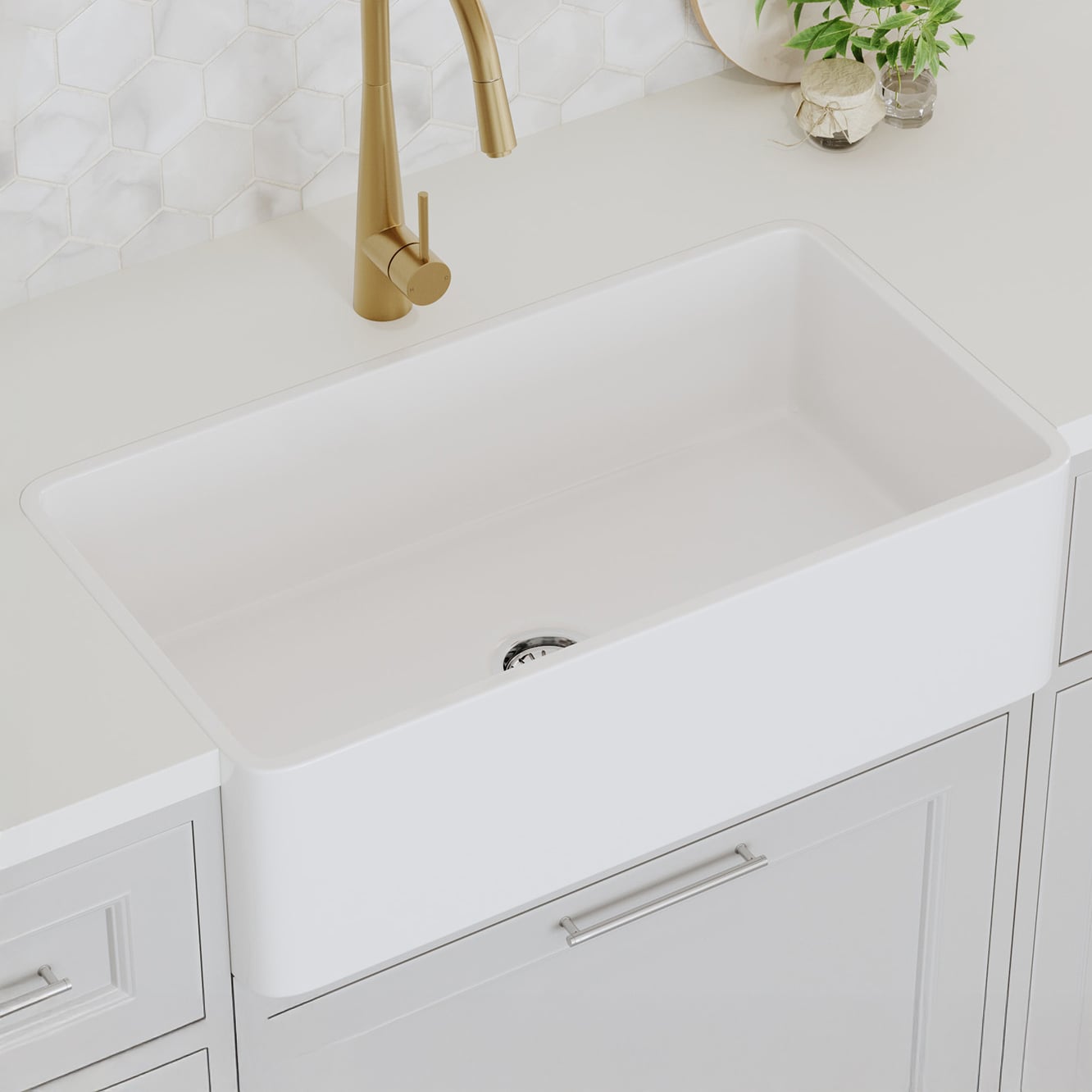 Pierre 830mm Single Smooth Faced Fireclay Kitchen Sink