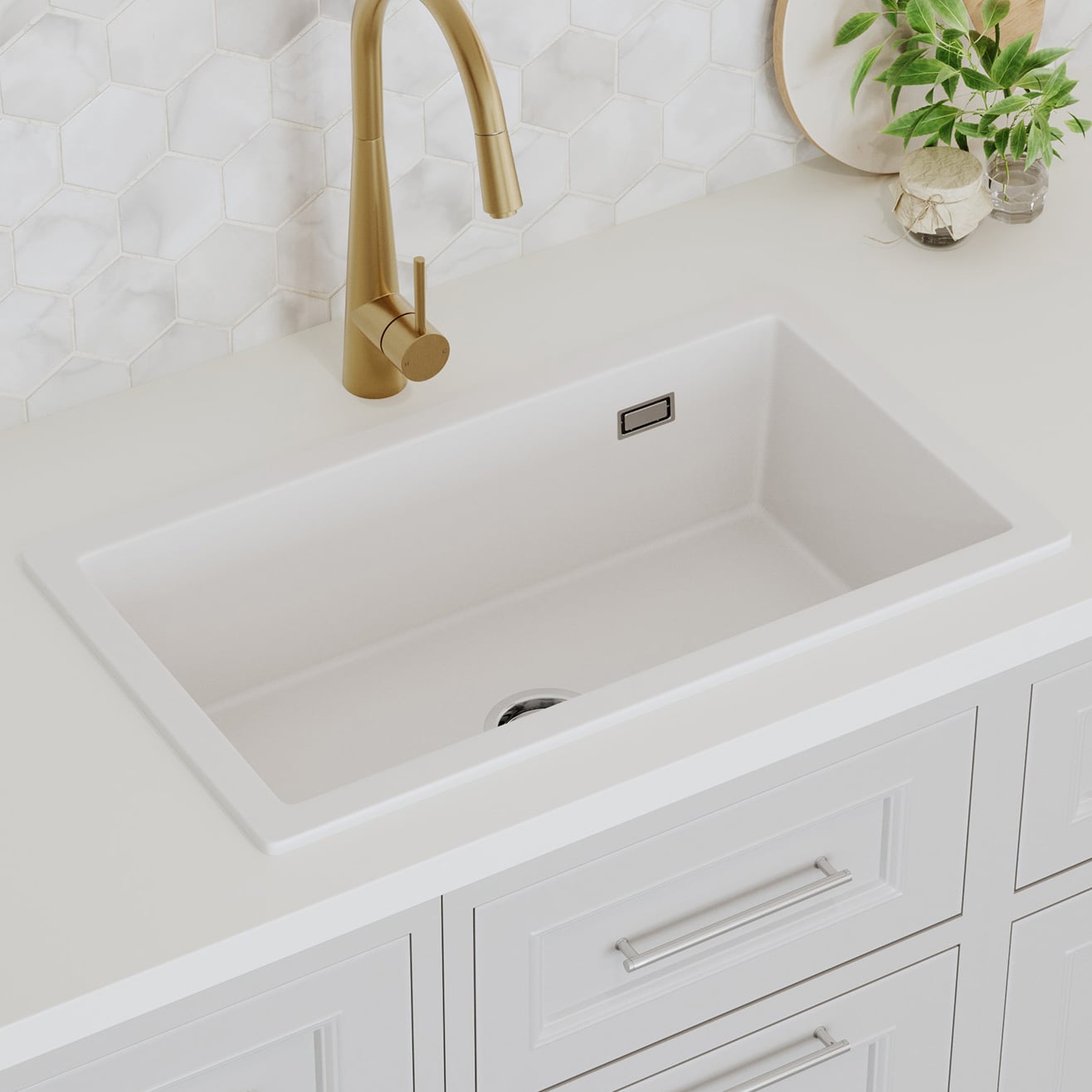 730mm Single White Granite Kitchen Sink