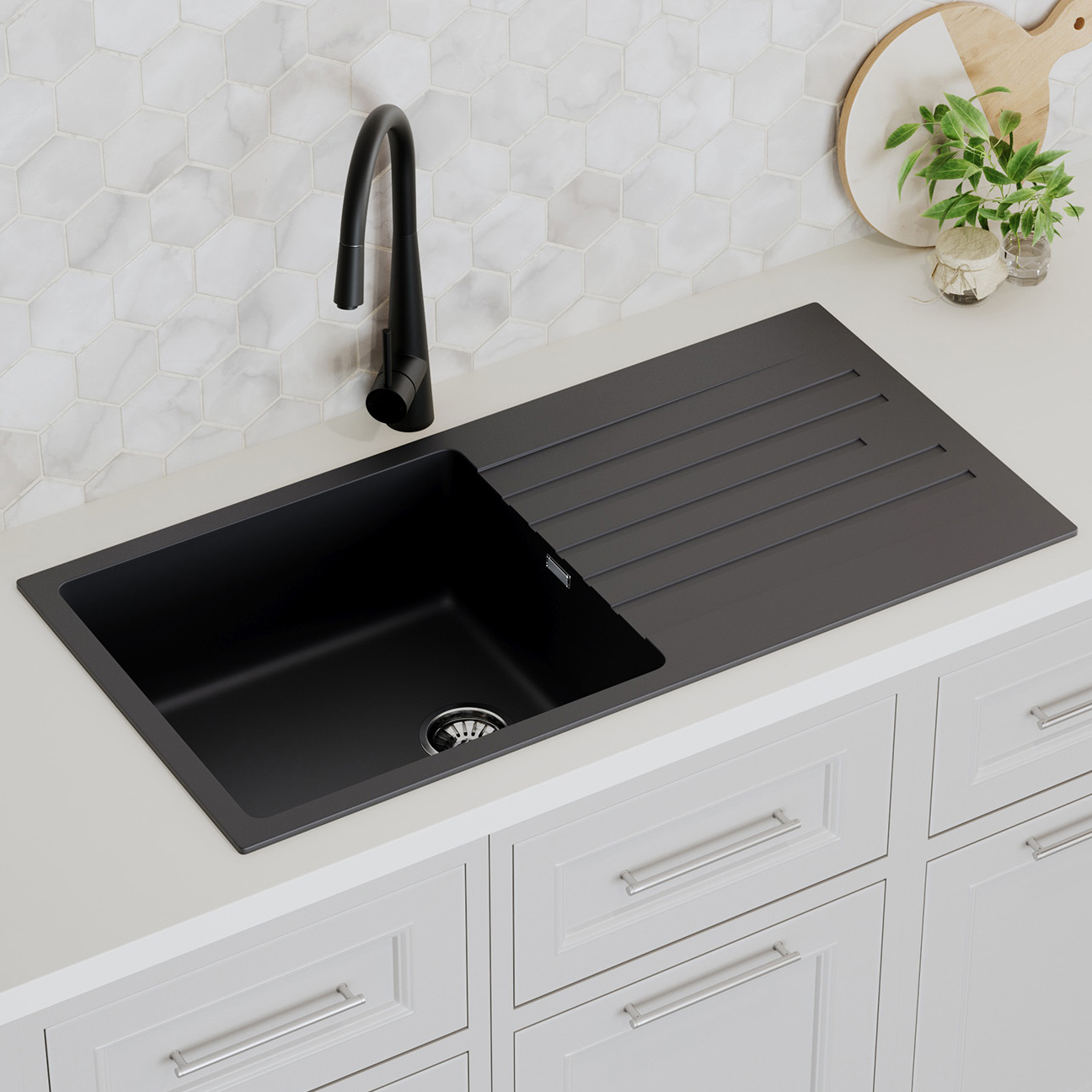 Chenal 1000mm Single Kitchen Sink with Drainer