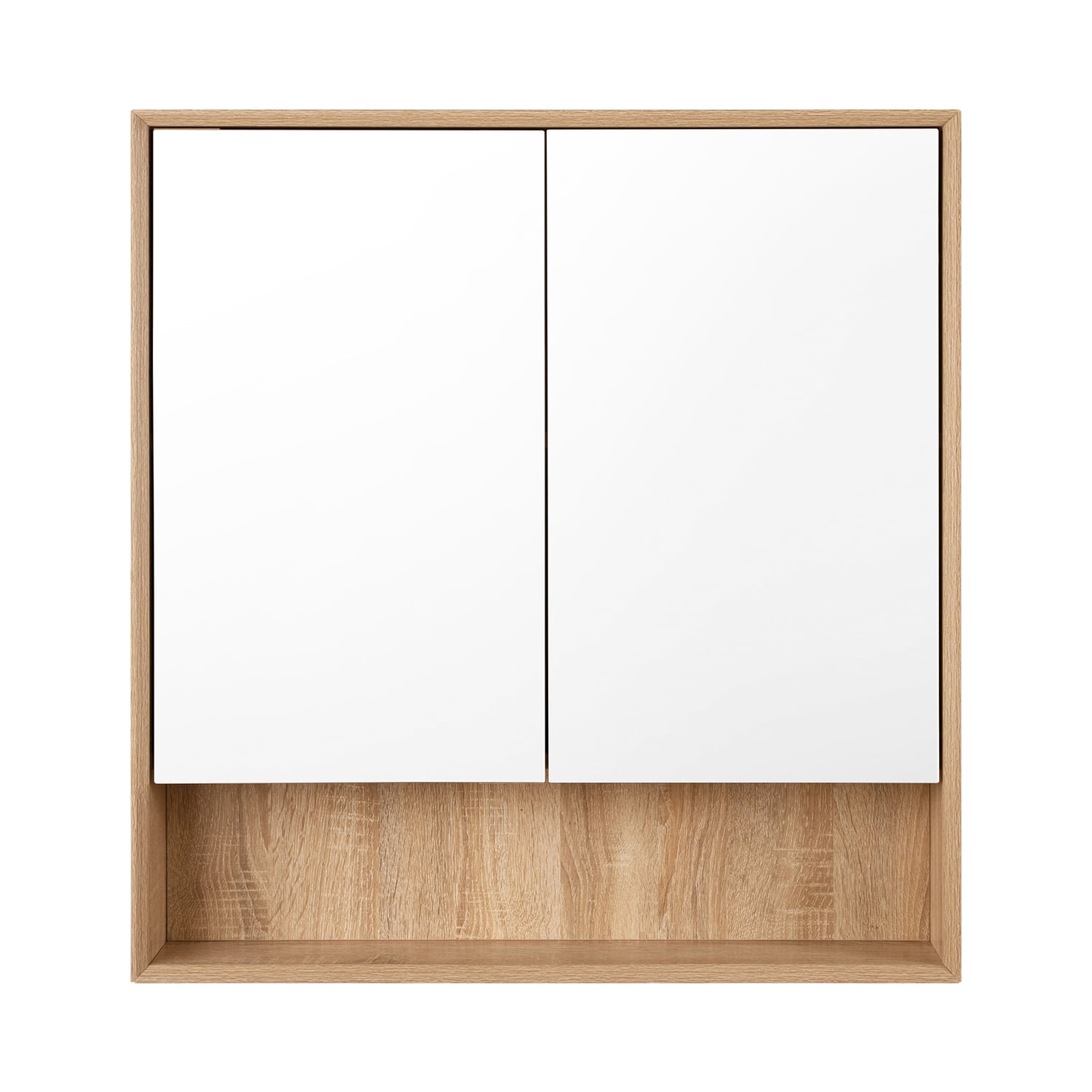 Crovyn 900mm Mirrored Shaving Cabinet with Open Shelf