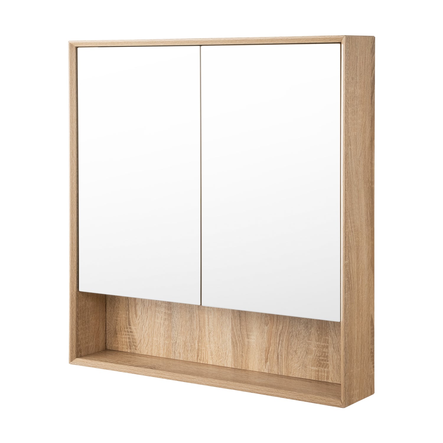 Crovyn 900mm Mirrored Shaving Cabinet with Open Shelf
