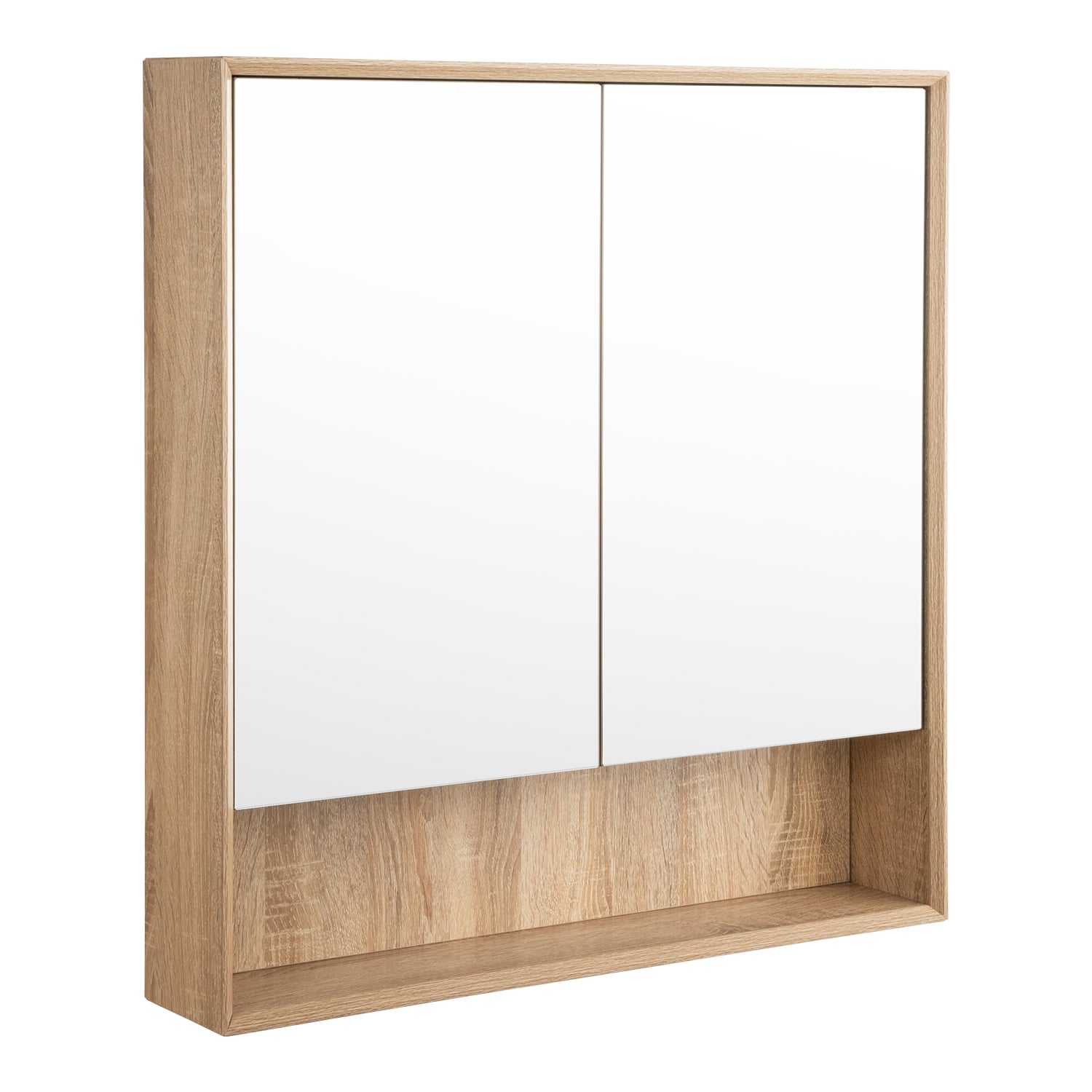 Crovyn 900mm Mirrored Shaving Cabinet with Open Shelf