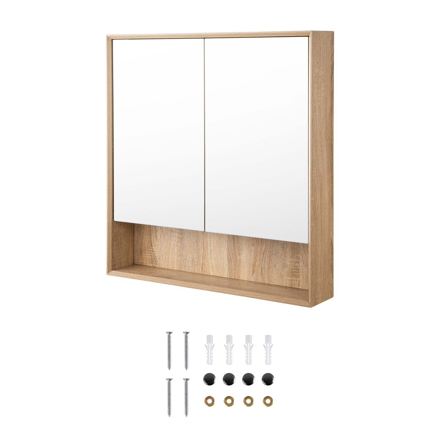Crovyn 750mm Mirrored Shaving Cabinet with Open Shelf