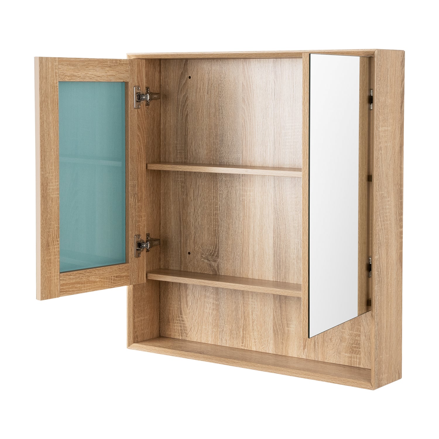 Crovyn 900mm Mirrored Shaving Cabinet with Open Shelf
