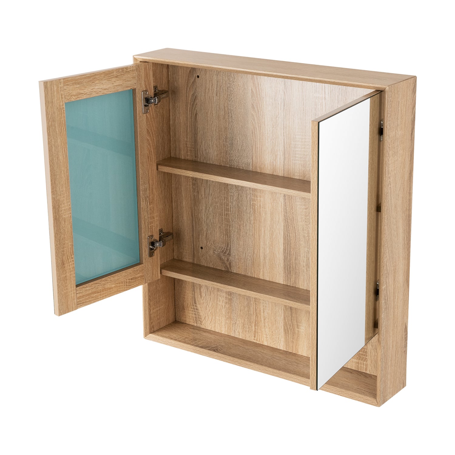 Crovyn 900mm Mirrored Shaving Cabinet with Open Shelf