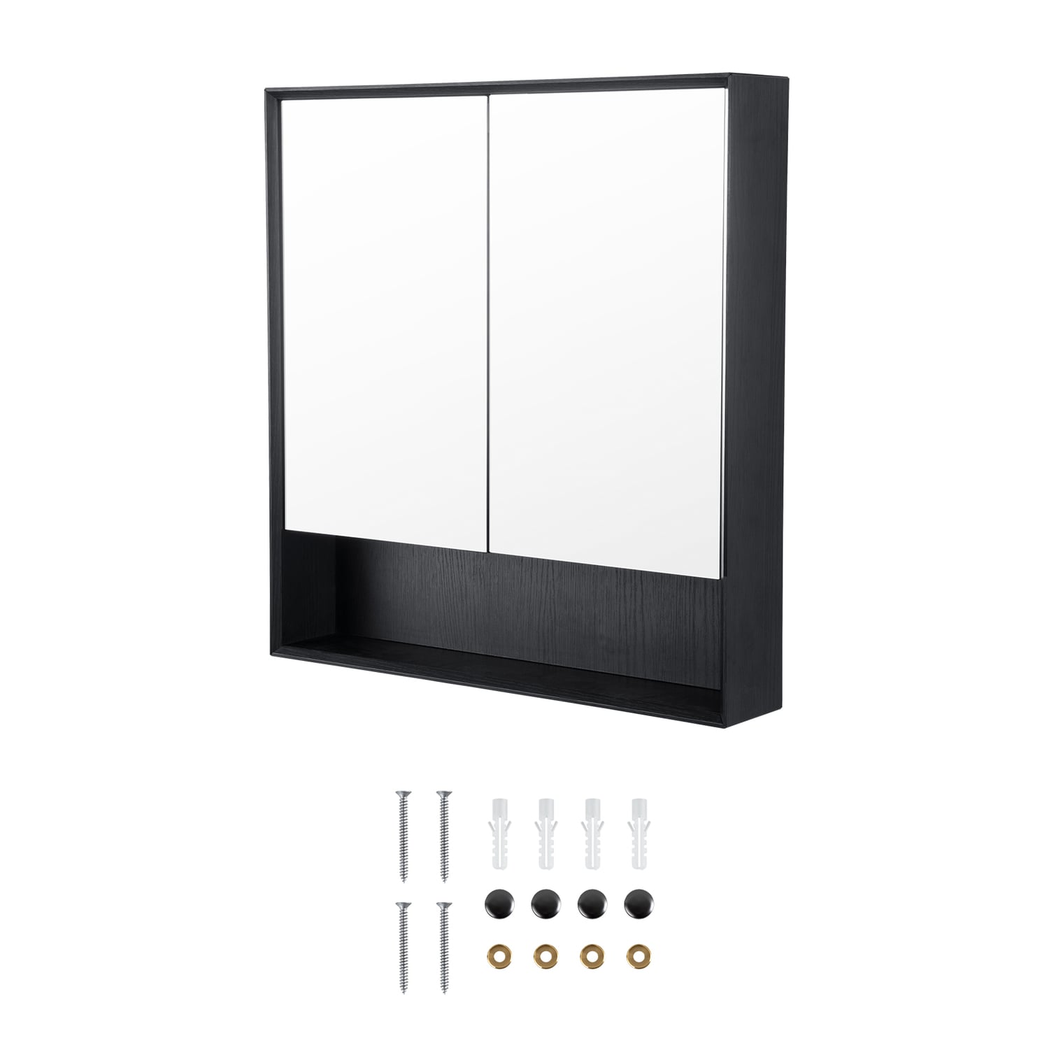 Crovyn 900mm Mirrored Shaving Cabinet with Open Shelf