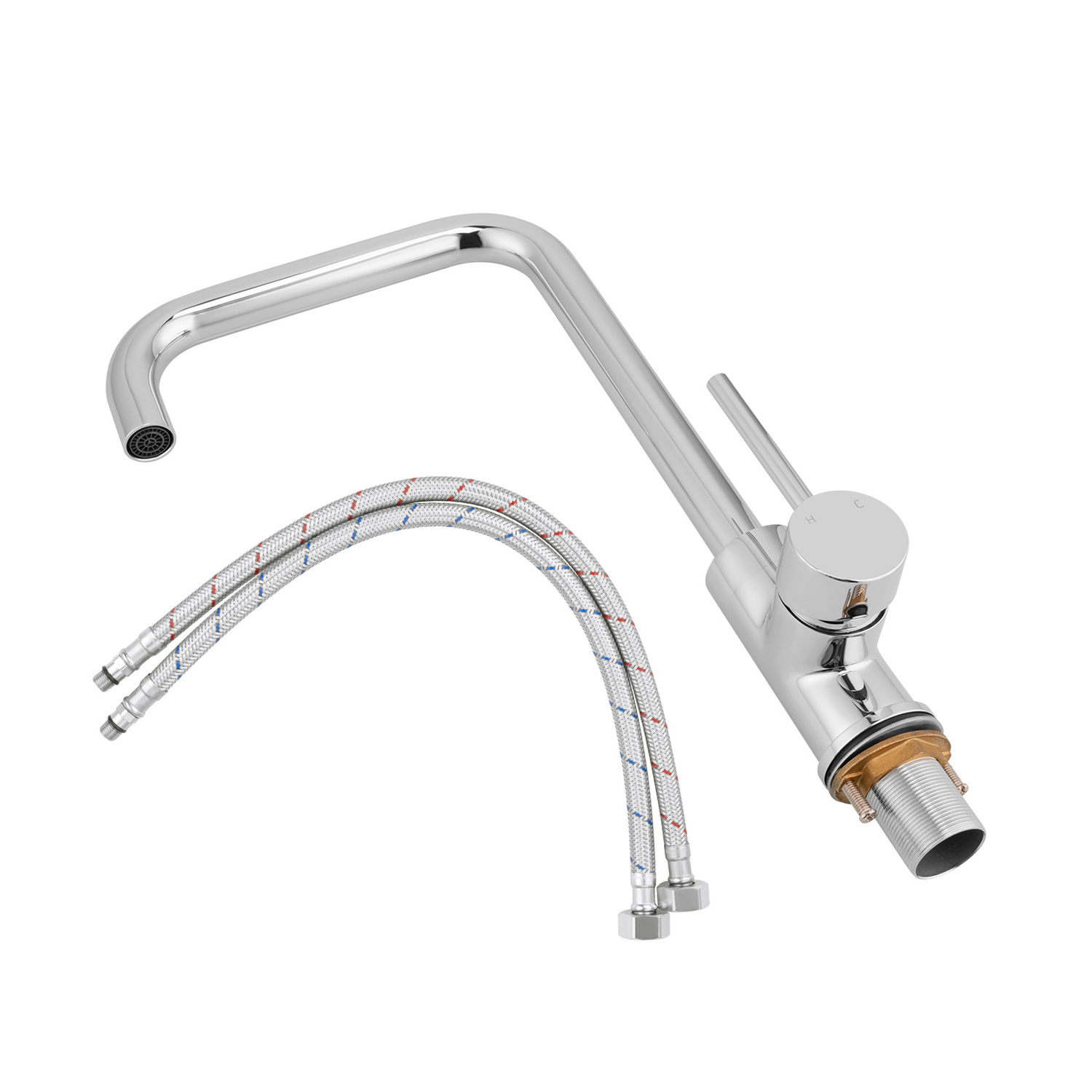 Euro Square Gooseneck Kitchen Sink Mixer