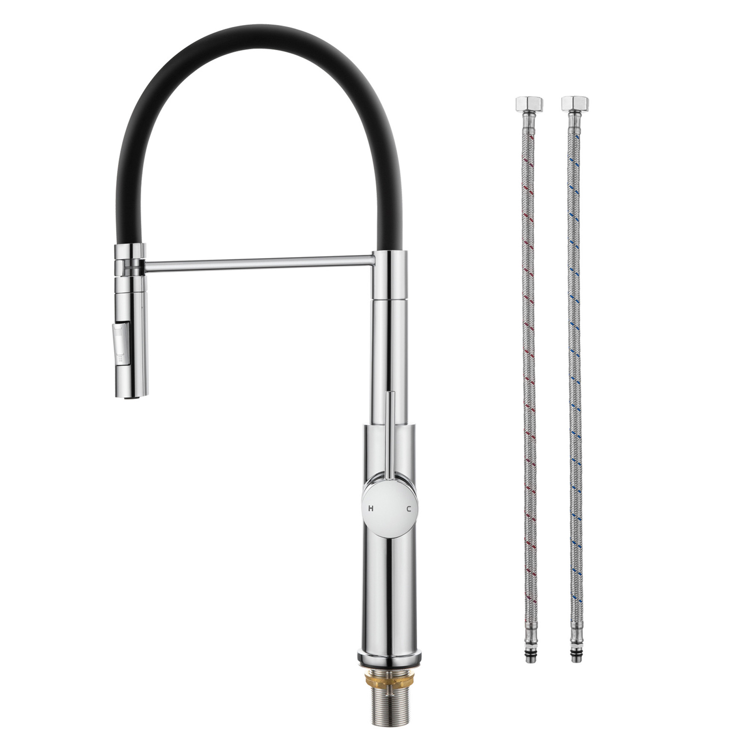 Colby Chrome & Black Swivel Pull-Out Kitchen Sink Mixer