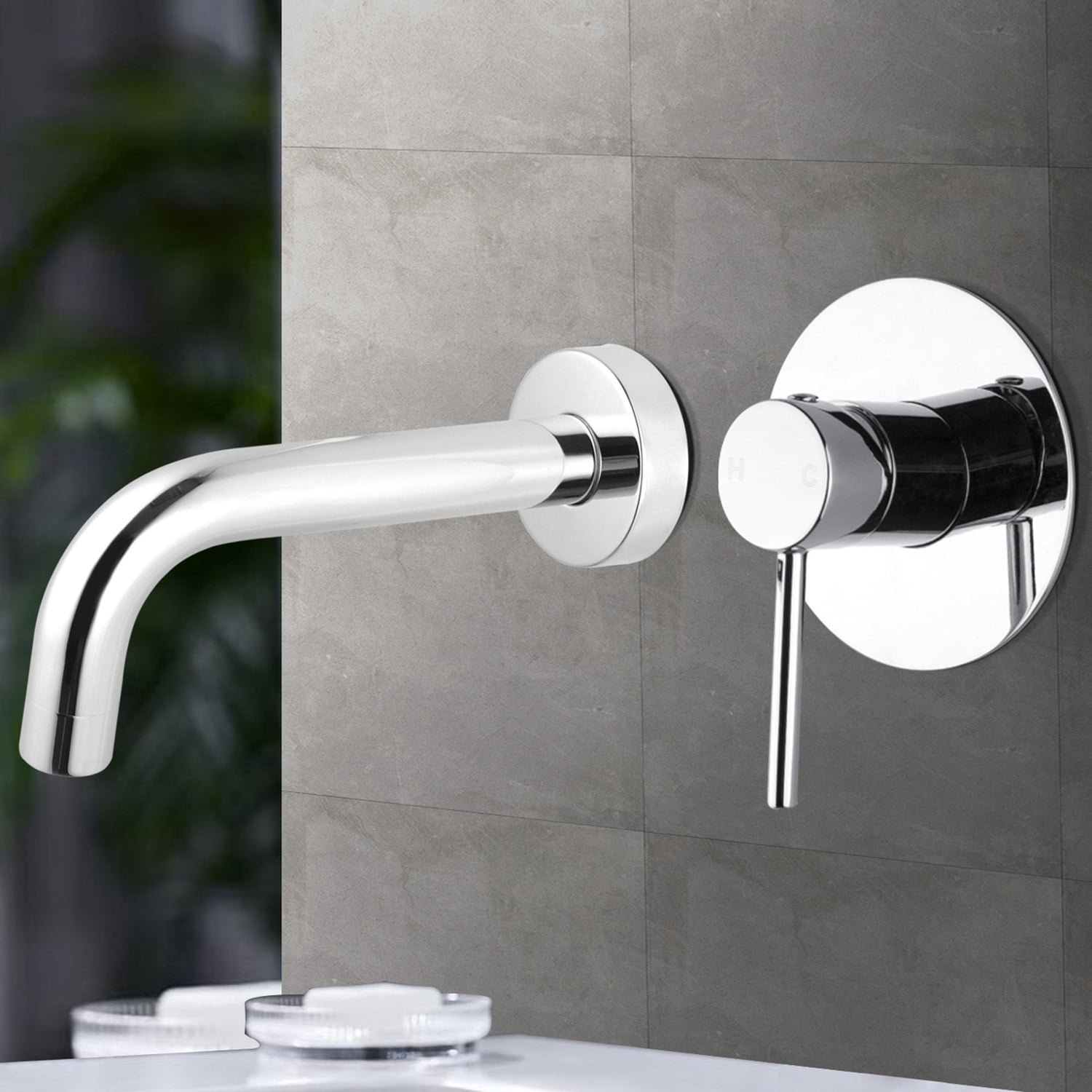 Euro 195mm Wall Mounted Bath Spout & Mixer Set