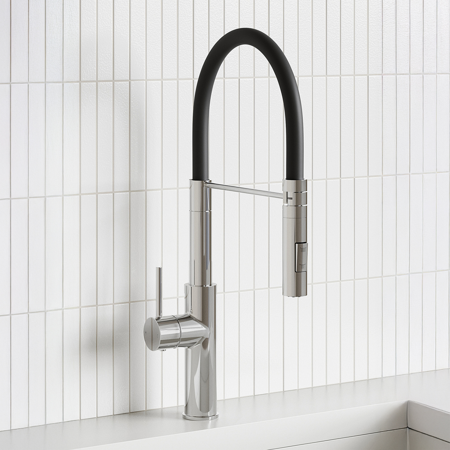 Colby Chrome & Black Swivel Pull-Out Kitchen Sink Mixer
