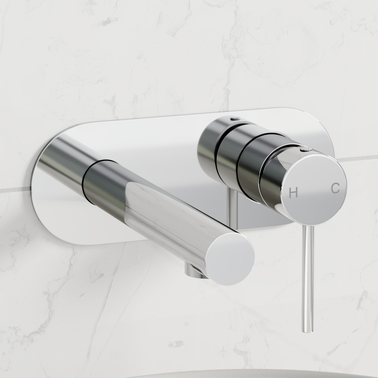Solander 210mm Straight Bath/basin Wall Mixer Set