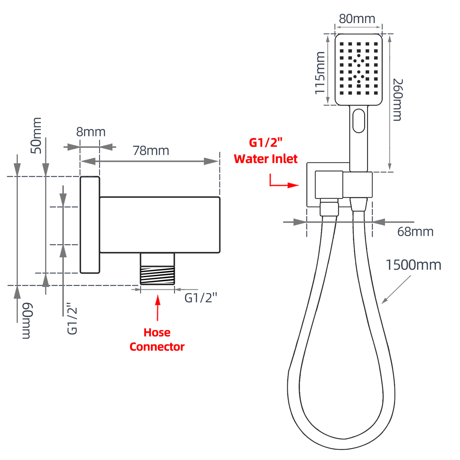4 Piece Chrome 3 Function Handheld Shower Set