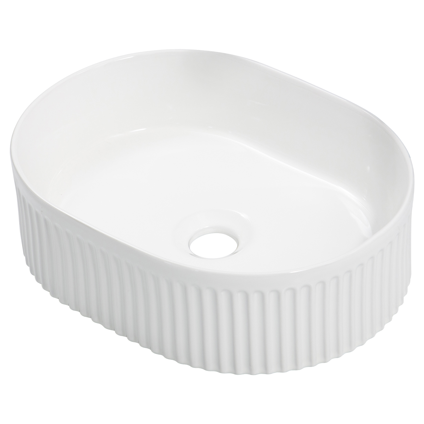Zoya 400mm Gloss White Pill Ceramic Basin