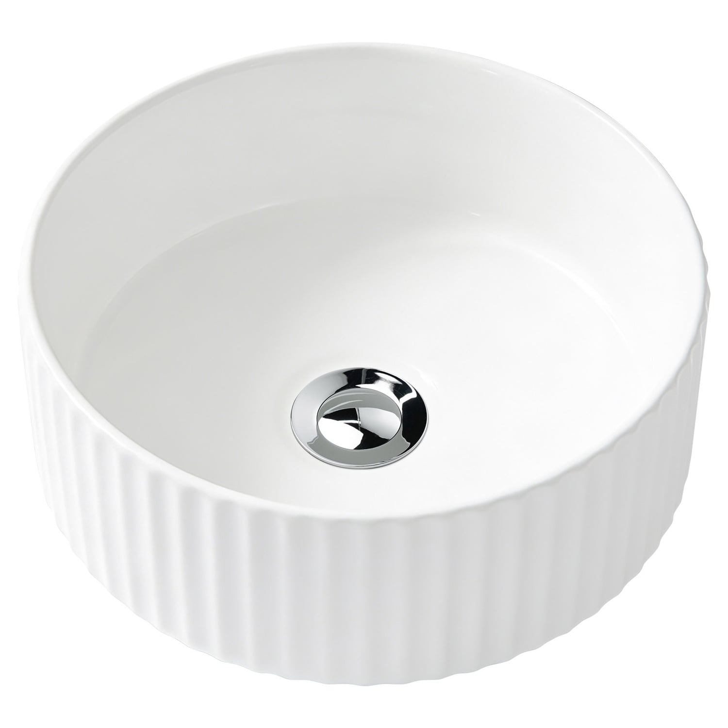 Zoya 280mm Gloss White Round Ceramic Basin with Pop-Up Waste