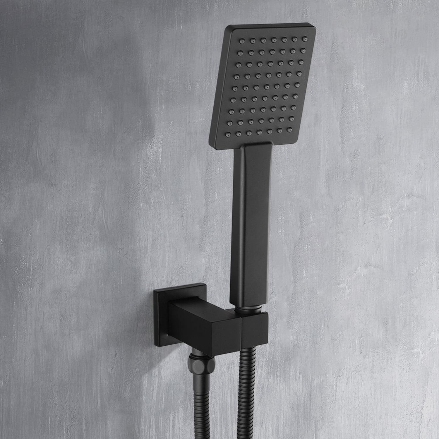 4 Piece Matte Black Nero Square Hand-held Shower