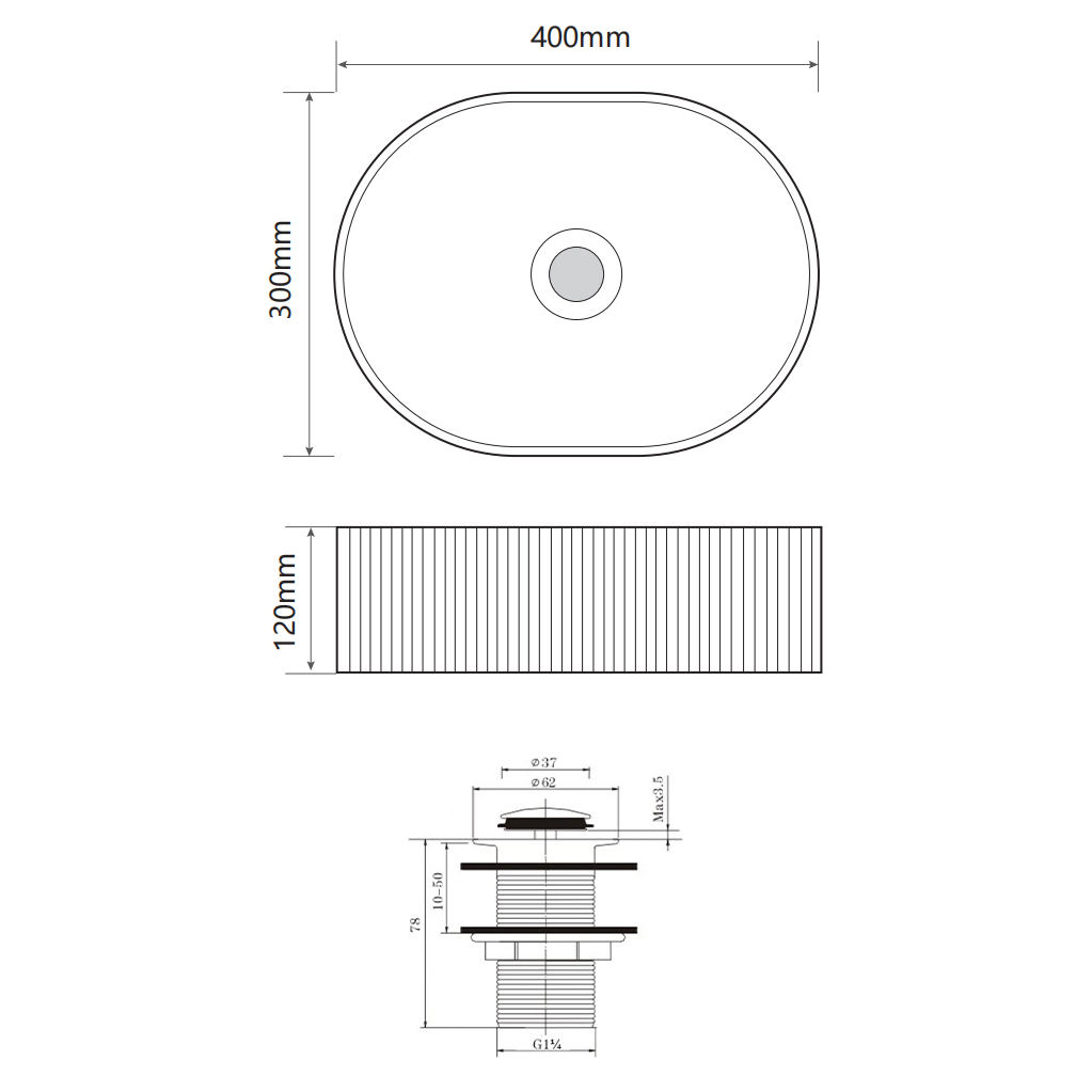 Zoya 400mm Gloss White Pill Ceramic Basin with Pop-Up Waste