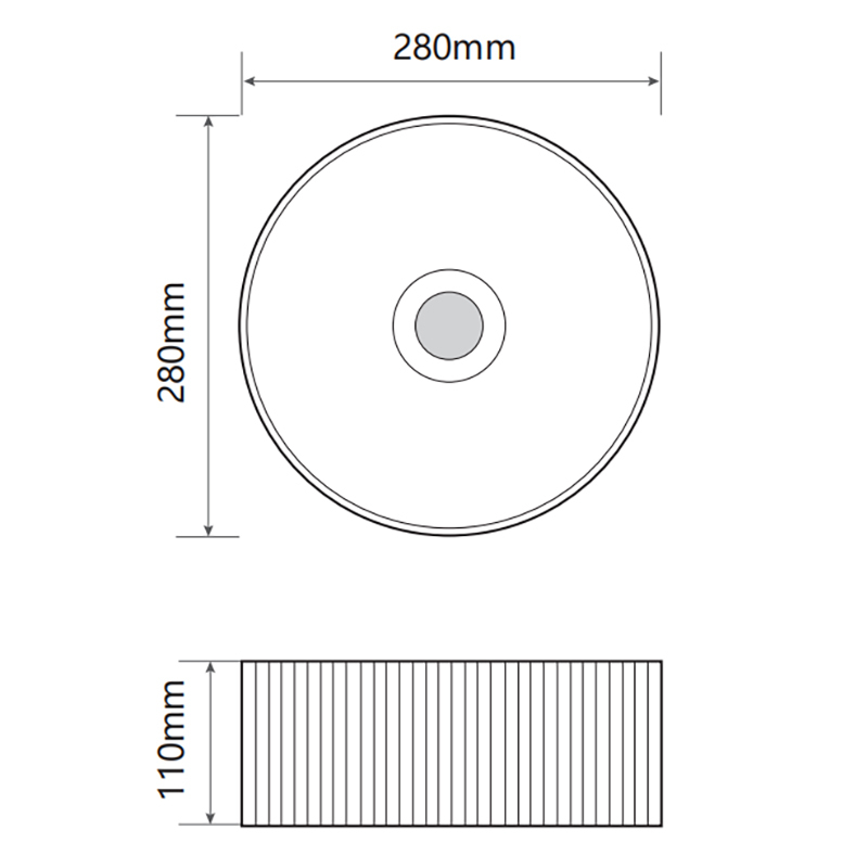 Zoya 280mm Gloss White Round Ceramic Basin