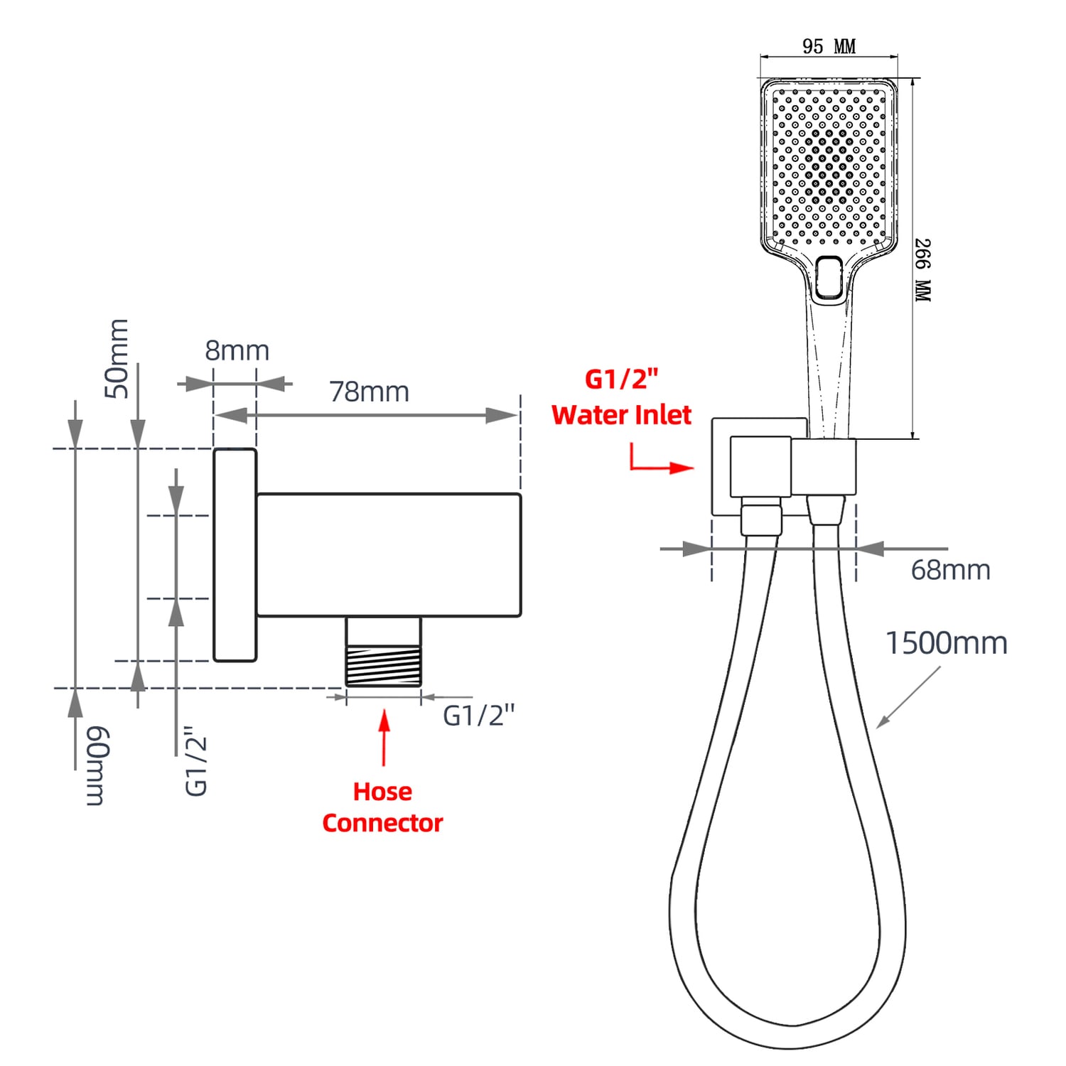 Ludmila 3 Function Hand-held Shower