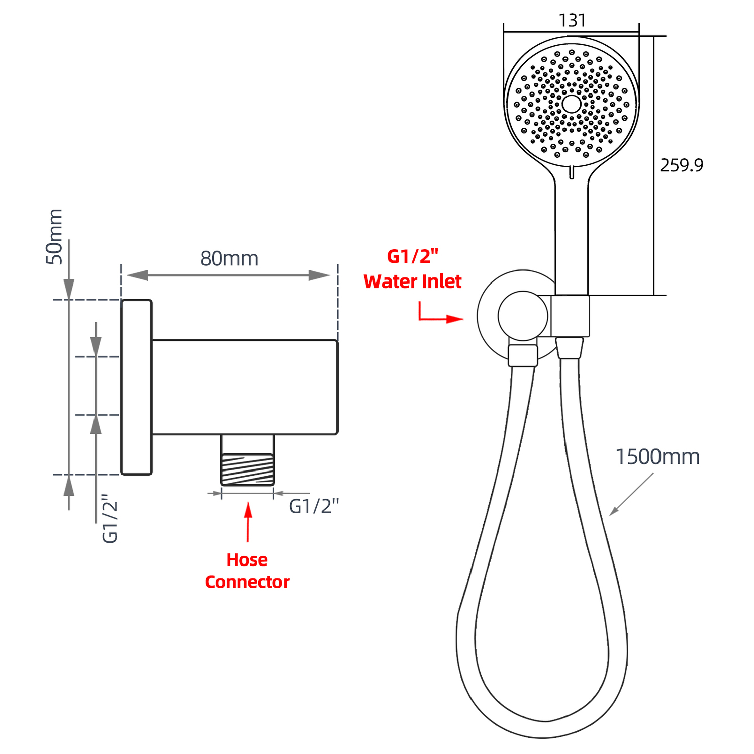 Veronika 3 Function Hand-held Shower