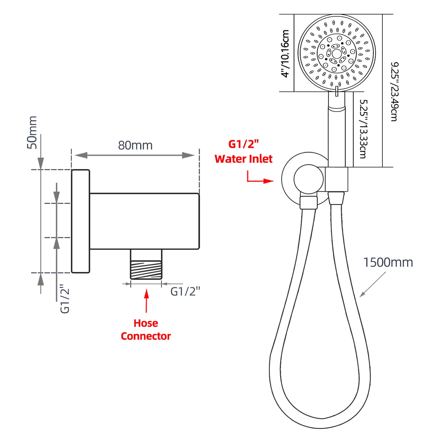 Polina 5 Function Hand-held Shower