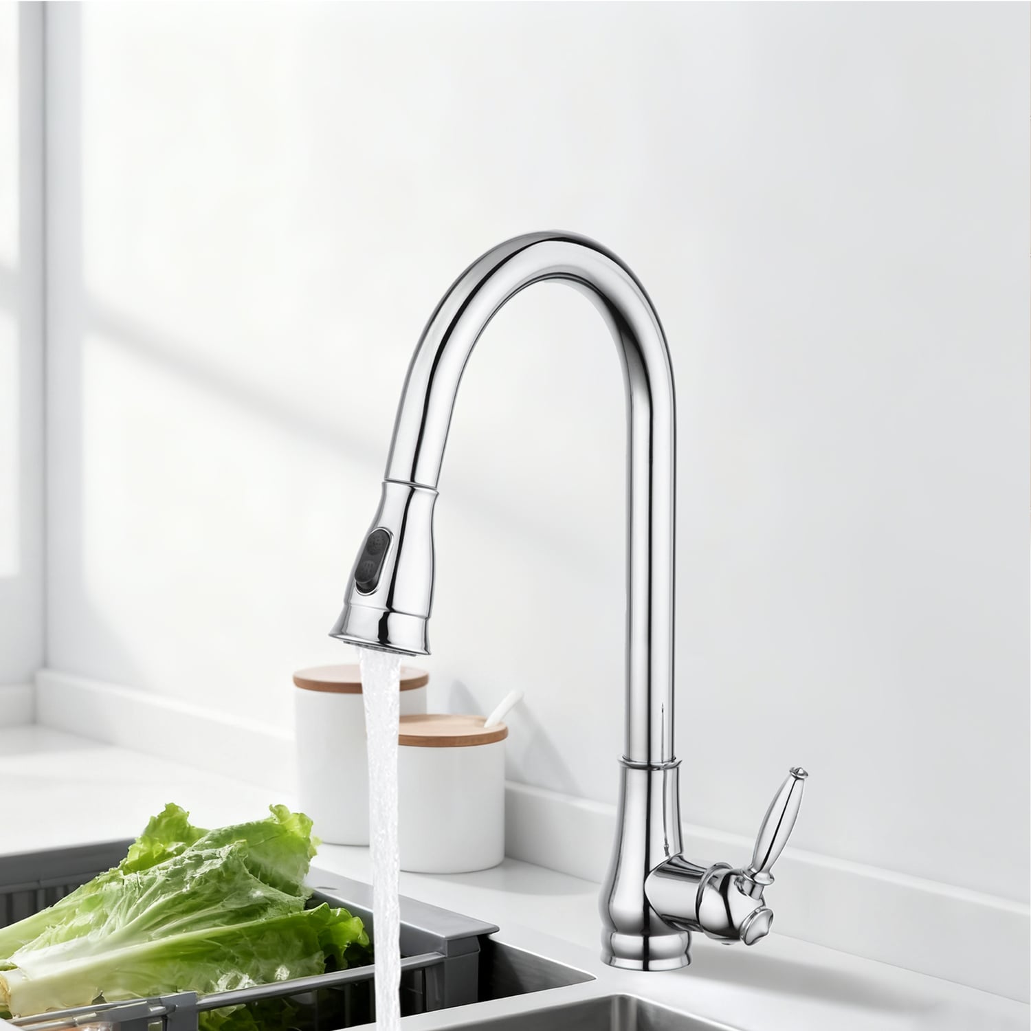 Rounded Euro Pull-Out Kitchen Sink Mixer