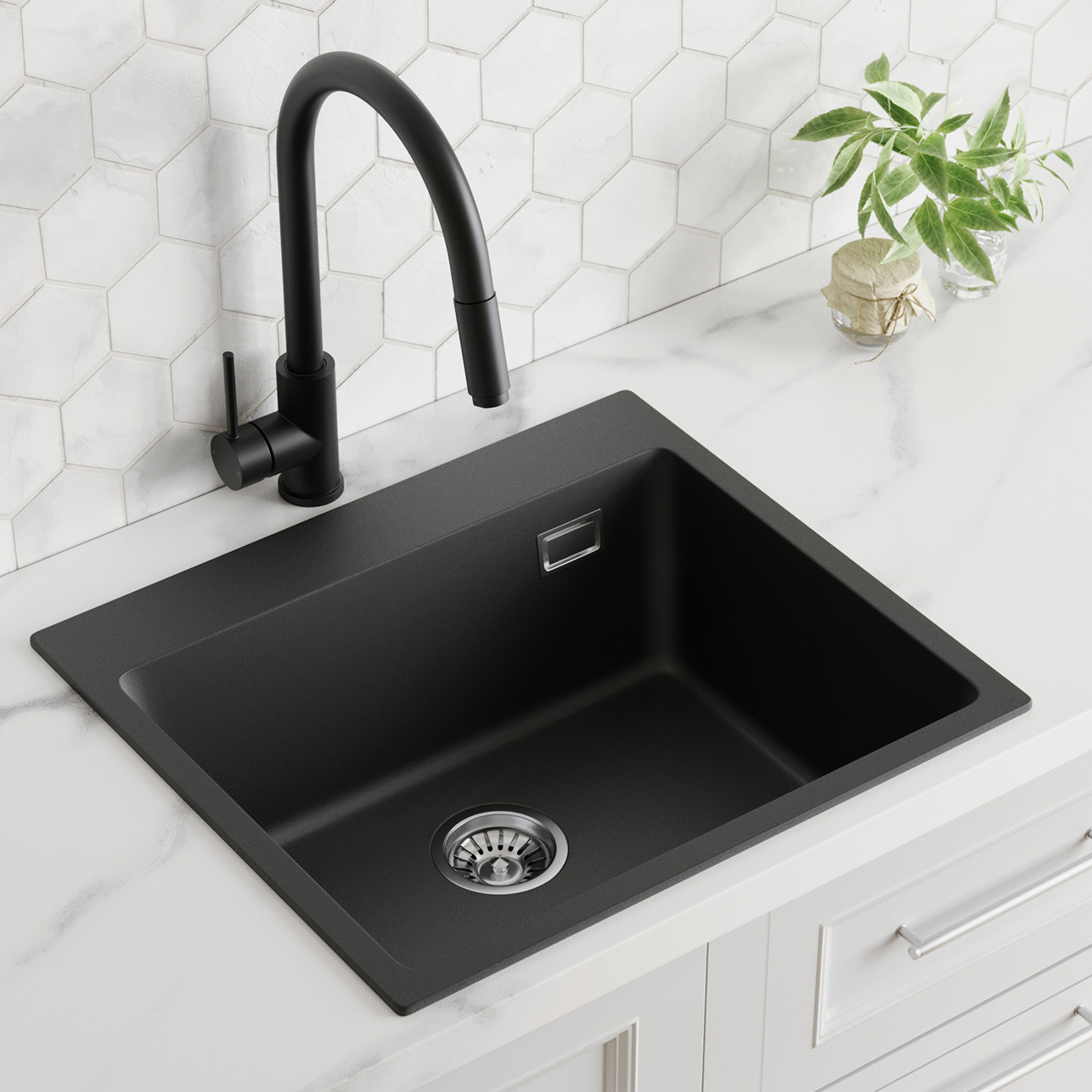 550mm Single Granite Composite Kitchen Sink