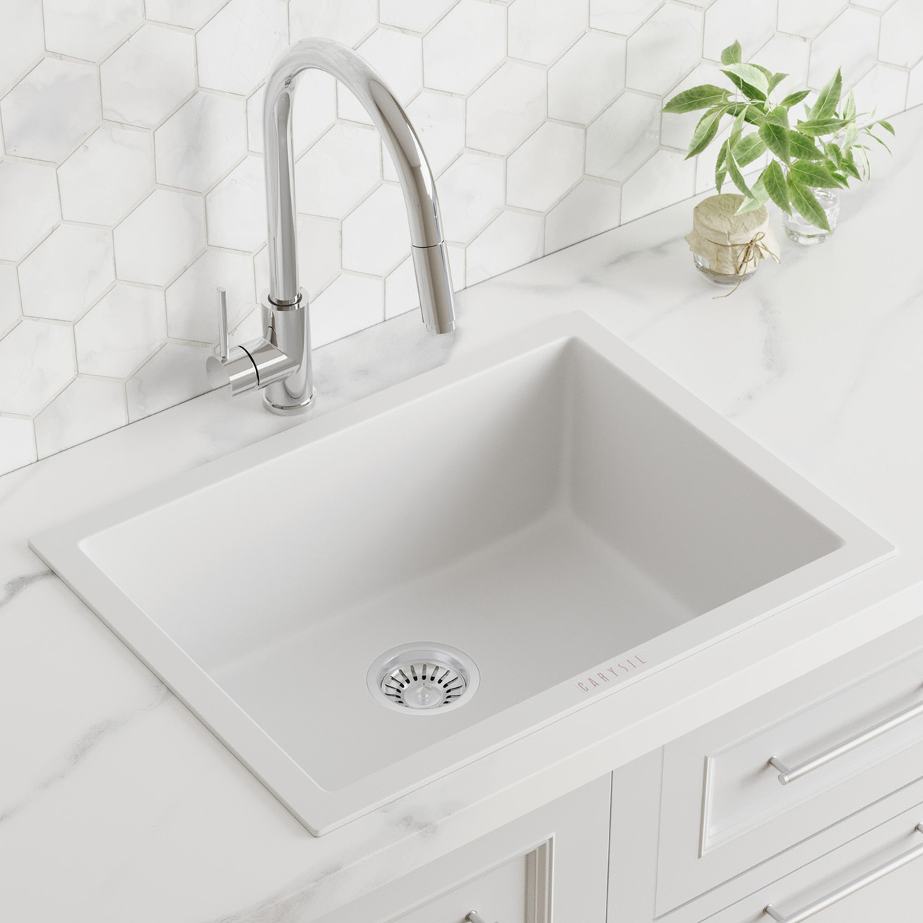 610mm Single Dark Grey Granite Composite Kitchen Sink