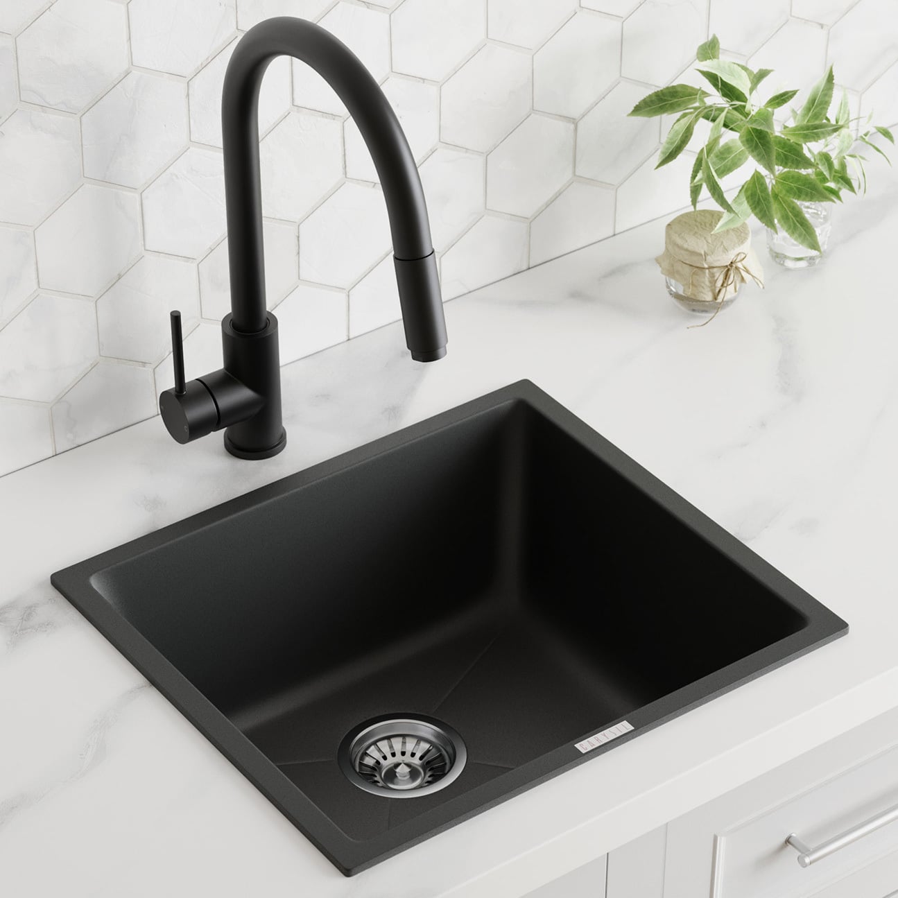450mm Single White Granite Composite Kitchen Sink