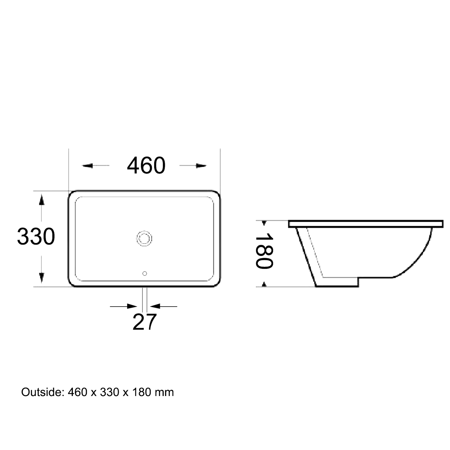Cambridge Curved White Ceramic Undermount Basin