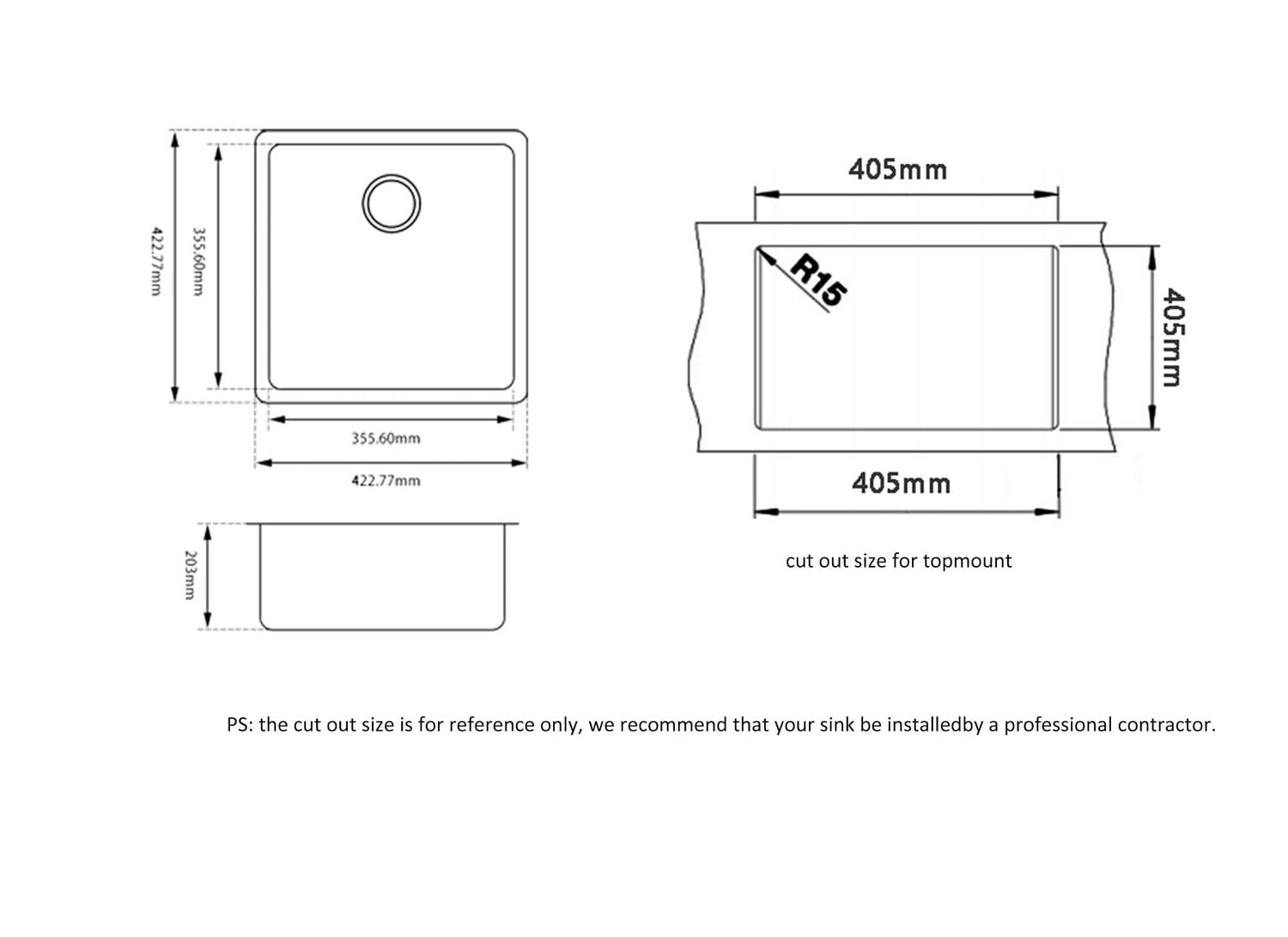 420mm Single Granite Kitchen Sink