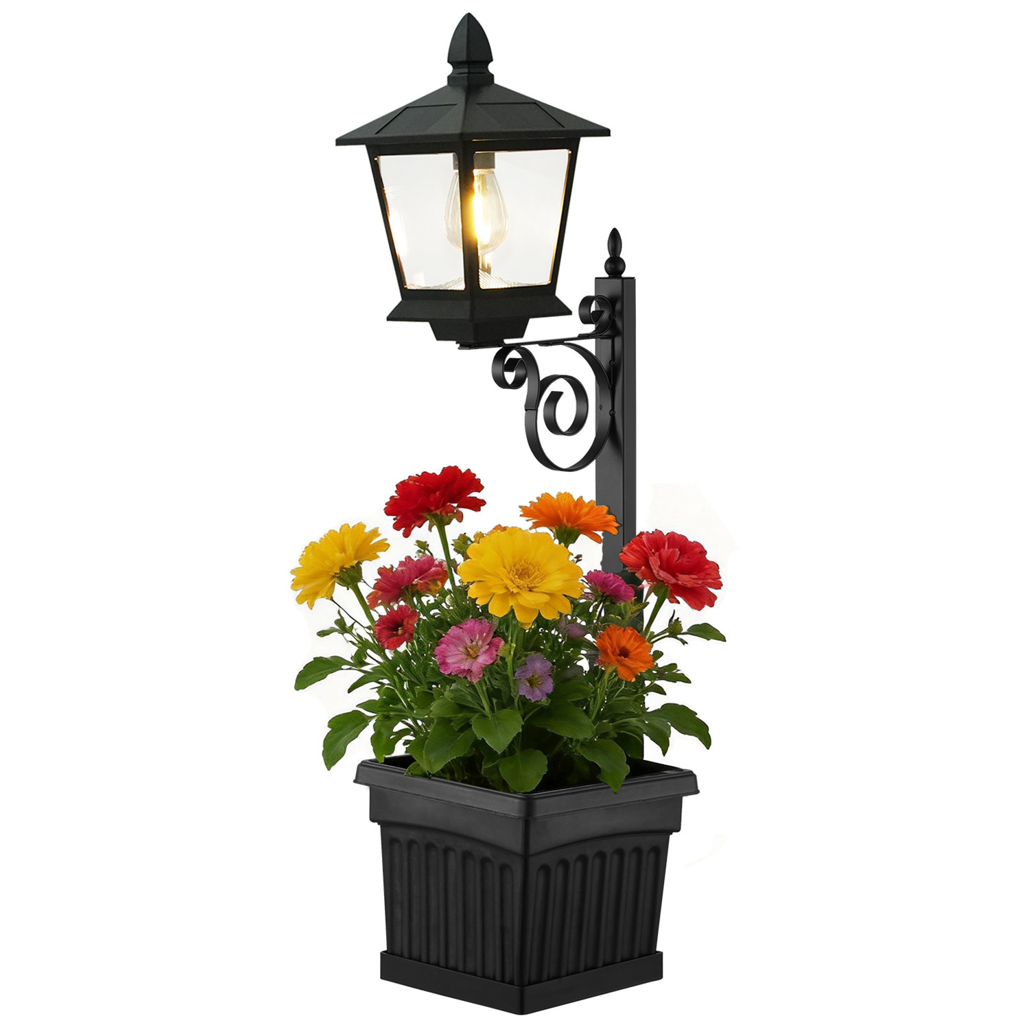 2 Piece Zander Solar Lamp Post Light Set
