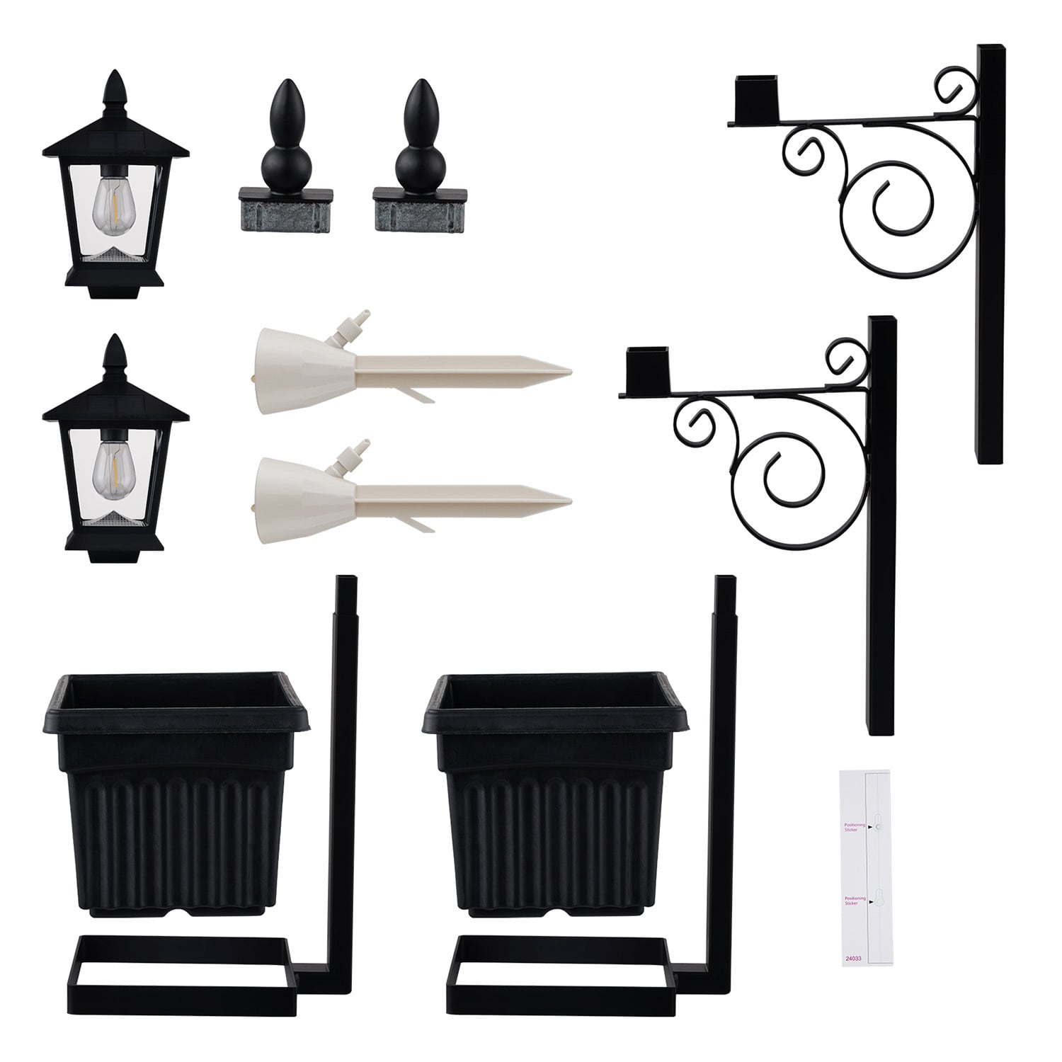 2 Piece Zander Solar Lamp Post Light Set