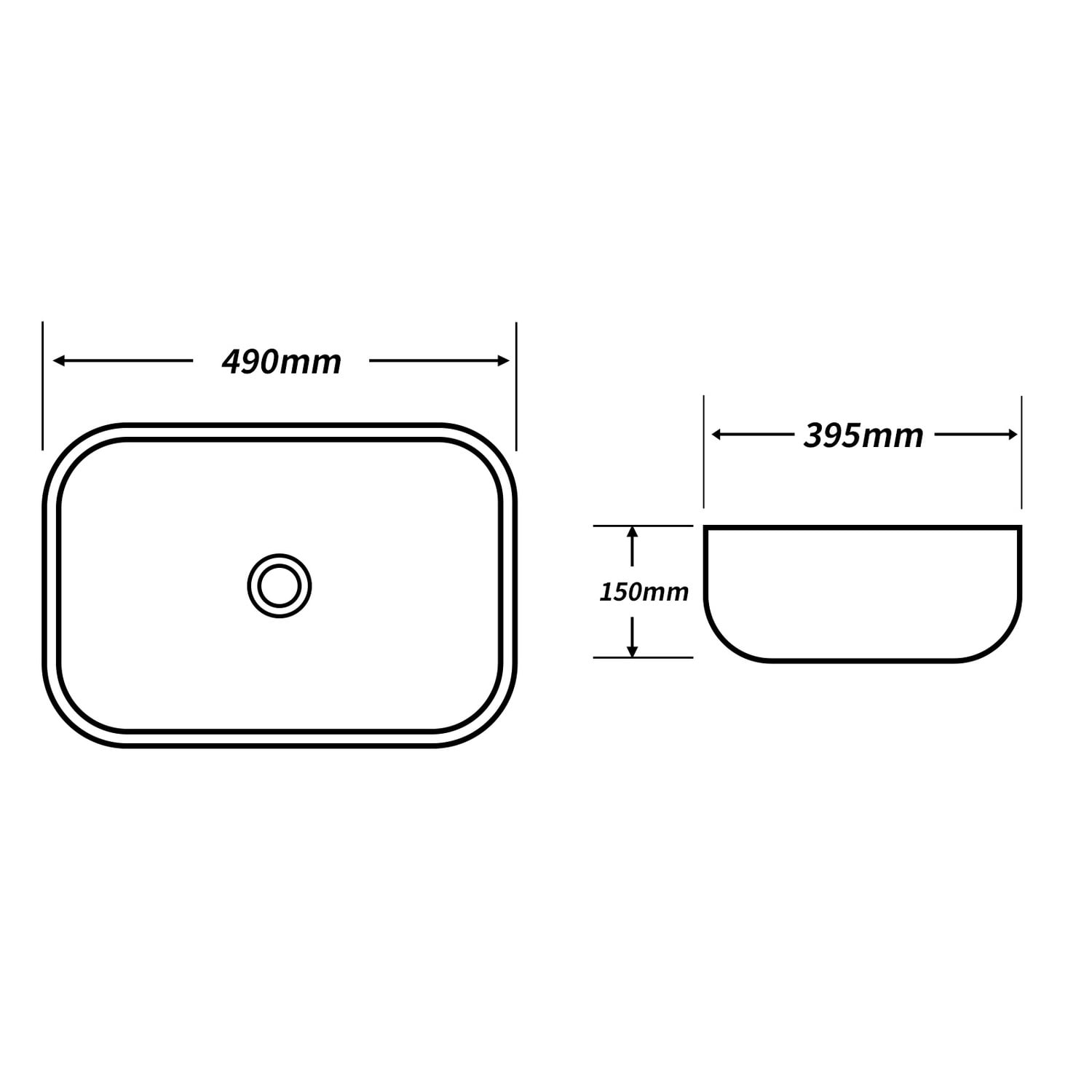 Gloss White Above Counter Rectangular Nano-Glazed Ceramic Basin