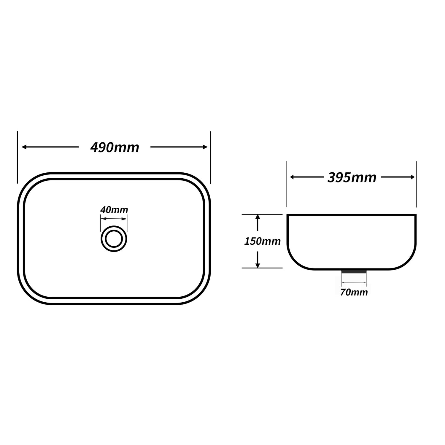 Above Counter Rectangular Nano-Glazed Ceramic Basin