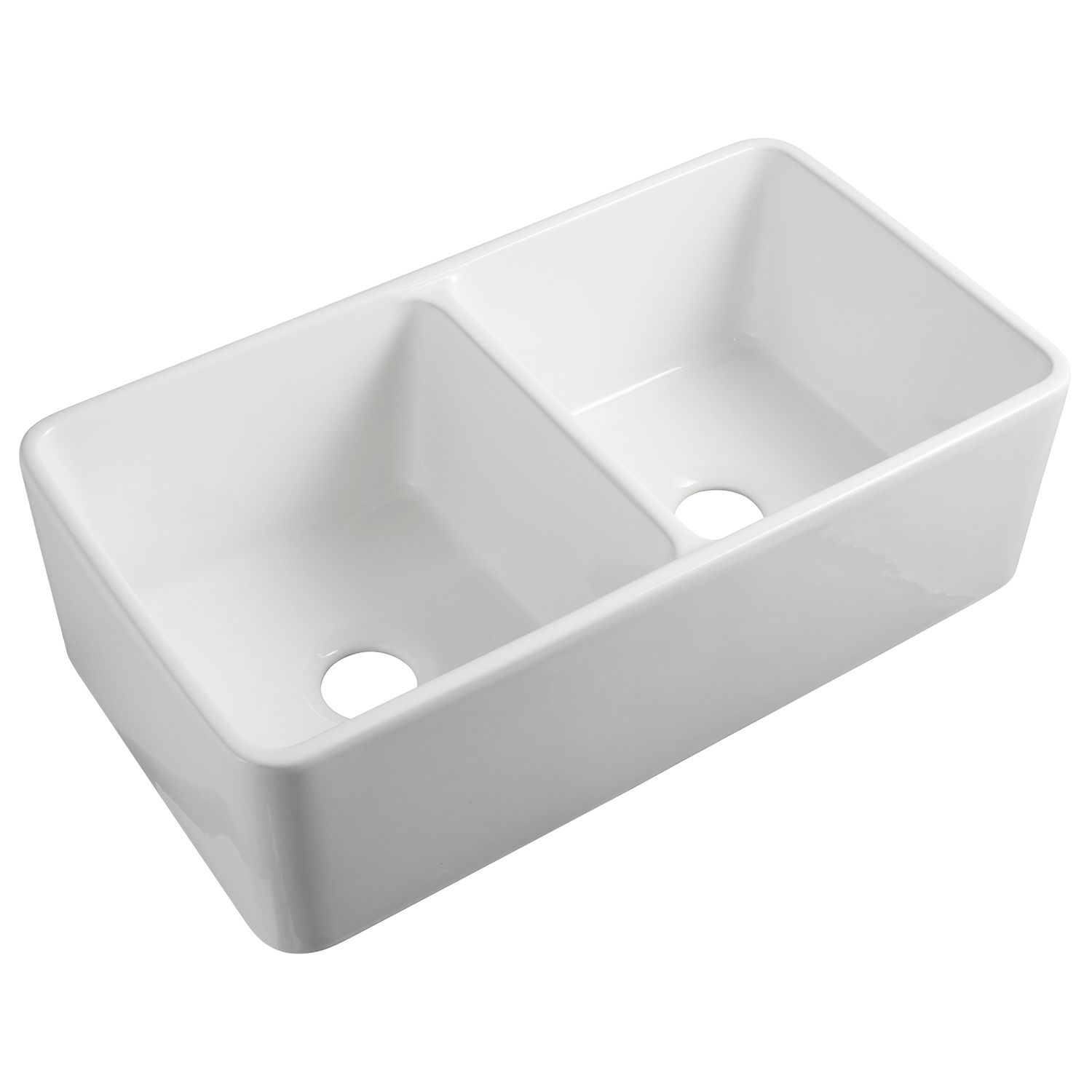 Pierre 838mm Double Fireclay Farmhouse Sink with Strainer Waste