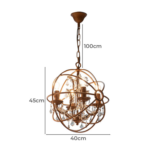 Small Rust Sundance Metal & Chinese Crystal Chandelier