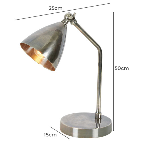 50cm Silver Gable Brass Desk Lamp
