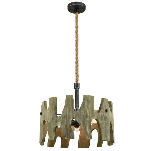 Hopi 3 Light Wooden Pendant