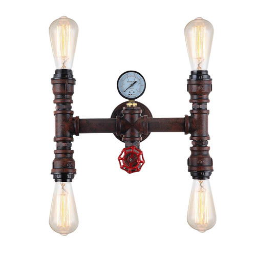 4 Light Steam Interior Decorative Aged Iron Pipe Wall Light