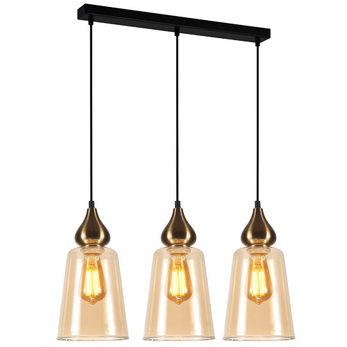 Jerez 3 Light Glass & Iron Pendant
