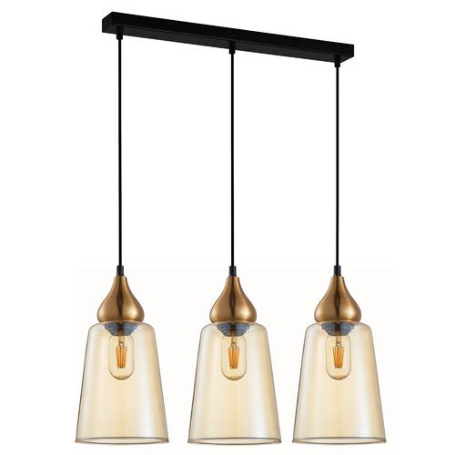 Jerez 3 Light Glass & Iron Pendant