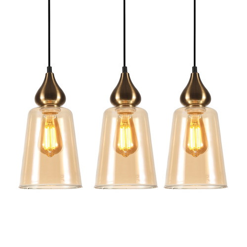 Jerez 3 Light Glass & Iron Pendant