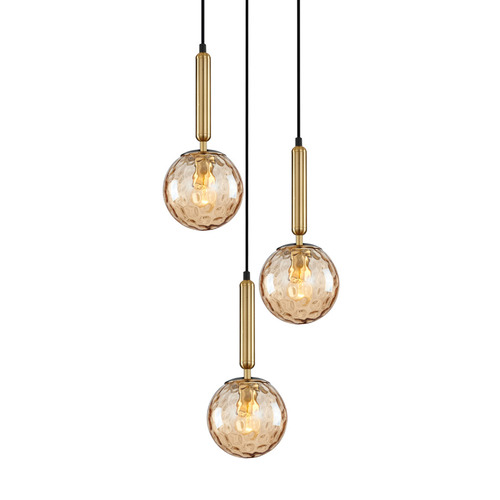 Round Trattino 3 Light Glass & Iron Pendant