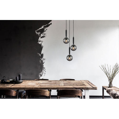 Round Trattino 3 Light Glass & Iron Pendant