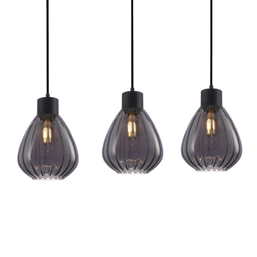 Tulip 3 Light Glass & Iron Pendant