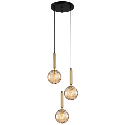 Round Trattino 3 Light Glass & Iron Pendant