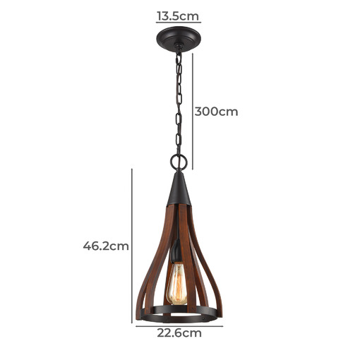 Dacre 1 Light Iron & Wood Pendant