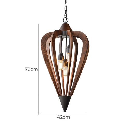 Eden Crowundule 1 Light Cherry Wood Pendant