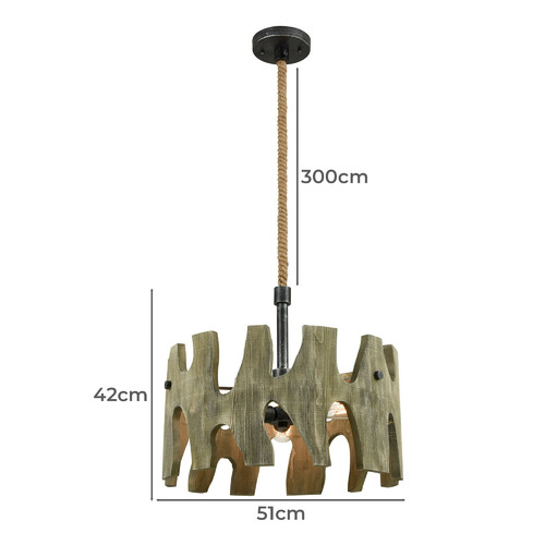 Hopi 3 Light Wooden Pendant