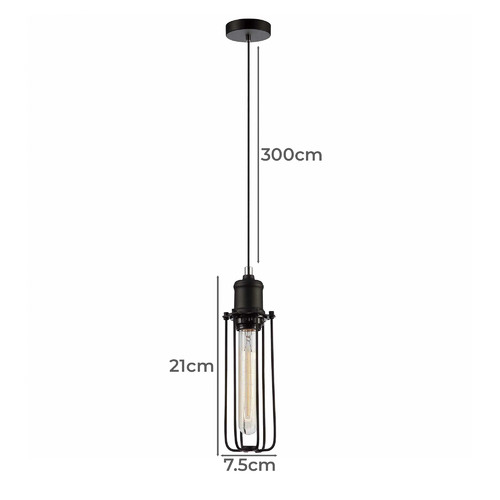 Black Band 7.5cm Iron Pendant Light